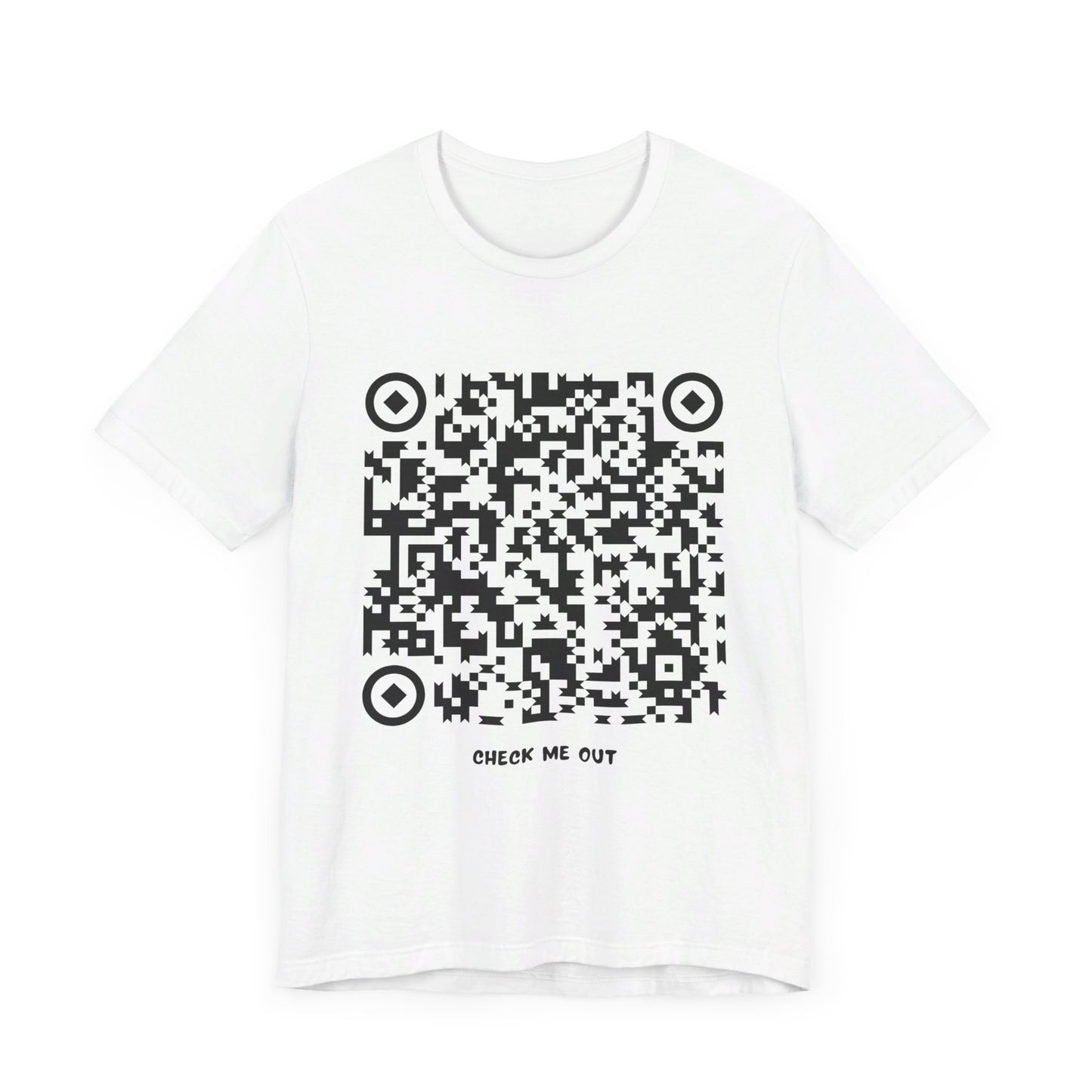 Camiseta con CÓDIGO QR (ENVIAR DESNUDOS) (CHECK ME TEXTO) Camiseta de manga corta Unisex Jersey