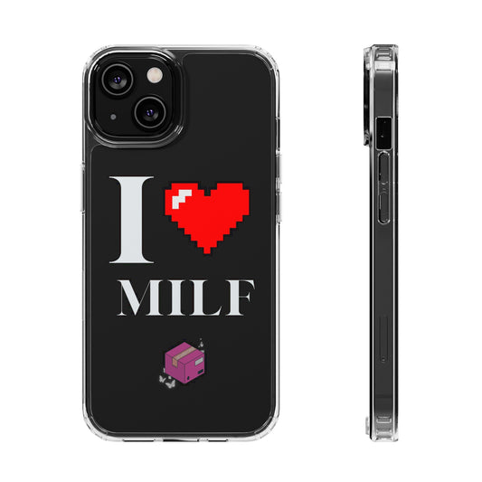 Funda para iPhone (diseño I LOVE MILF), funda transparente para teléfono, accesorios únicos para teléfono