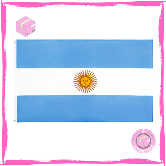 LATIENDITAGA - Argentina National Flag, 3x5FT Polyester Banner with Embroidery for Indoor and Outdoor Use