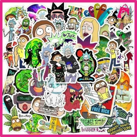 50 Pcs Ric* and Mort* Sticker Pack Die Cut Vinyl Large Deluxe Stickers Variety Pack - Laptop, Water Bottle, Scrapbooking, Tablet, Skateboard, Indoor/Outdoor