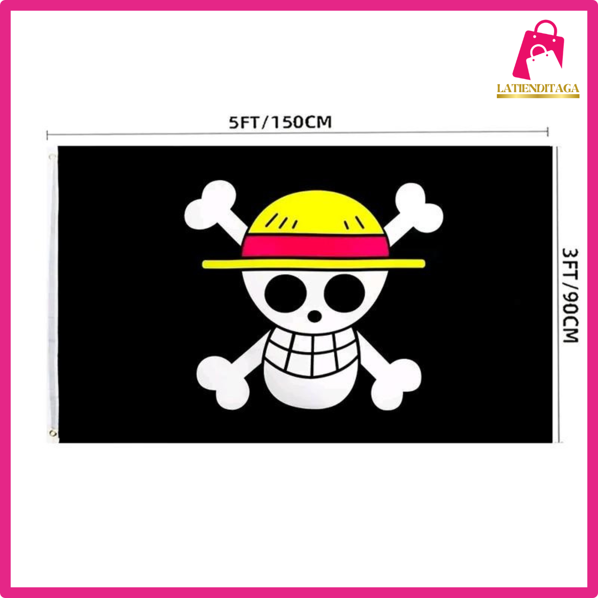 Bandera pirata de una pieza de anime, bandera del sombrero de paja de Luffy 3x5 pies