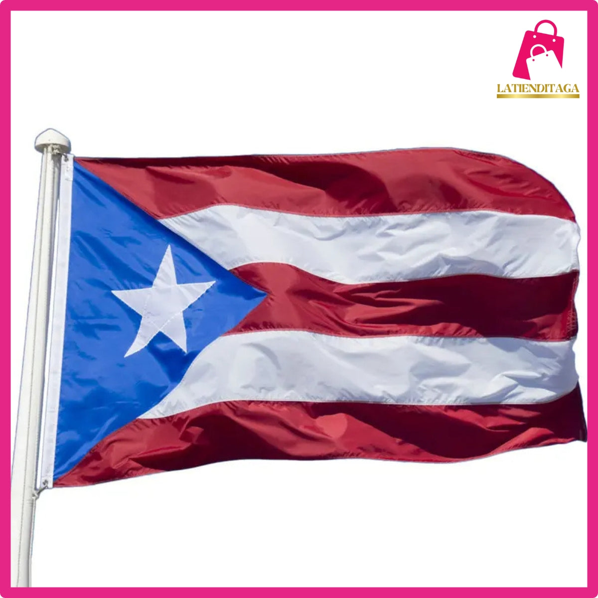 Bandera de Puerto Rico, color vivo y cabecera de lona resistente a la decoloración UV y doble costura (3x5 pies)