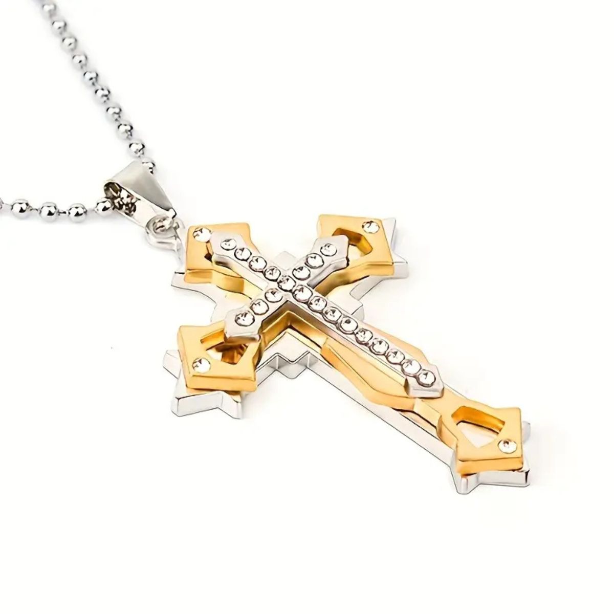 1pc Exquisite Amulet Cross Pendant Necklace - Three-Layer Cross Protective Necklace - Suitable for Both Men And Women - Stylish Necklace - Classic Jewelry, Clothing Accessories, Decoration, Holiday Gift