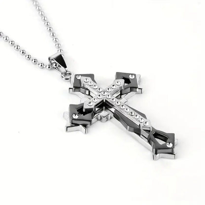 1pc Exquisite Amulet Cross Pendant Necklace - Three-Layer Cross Protective Necklace - Suitable for Both Men And Women - Stylish Necklace - Classic Jewelry, Clothing Accessories, Decoration, Holiday Gift