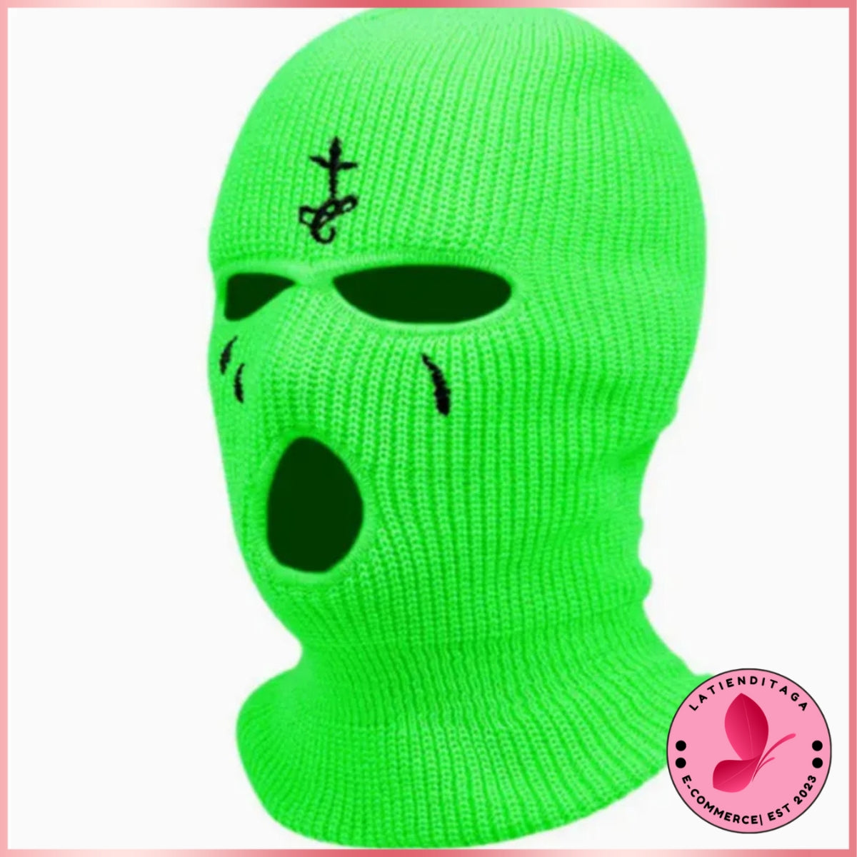 LATIENDITAGA - Cross Embroidery Ski Mask Winter Balaclava Hat 3-Hole Knitted Full Face Cover Neck Warm for Outdoor Sport