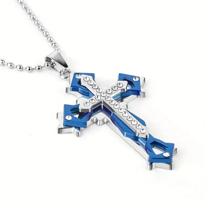 1pc Exquisite Amulet Cross Pendant Necklace - Three-Layer Cross Protective Necklace - Suitable for Both Men And Women - Stylish Necklace - Classic Jewelry, Clothing Accessories, Decoration, Holiday Gift