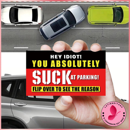 (Pack of 50) LATIENDITAGA - Bad Parking Cards - You Parked Like An Idiot Business Cards for Funny Parking Violation Prank Notice Gag