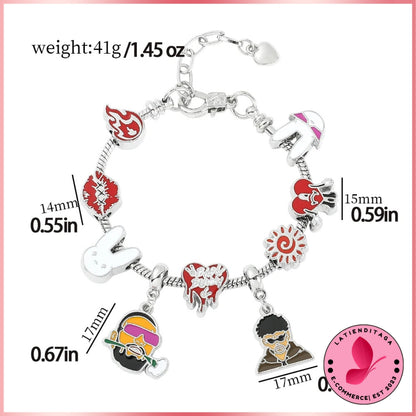 LATIENDITAGA - B* Bunny Rhinestone Bead Figure Charm Bracelet for Women Hip Hop Singer Gift Fashion Accessories - Unisex