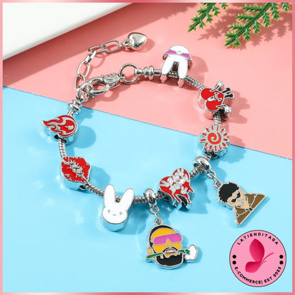 LATIENDITAGA - B* Bunny Rhinestone Bead Figure Charm Bracelet for Women Hip Hop Singer Gift Fashion Accessories - Unisex